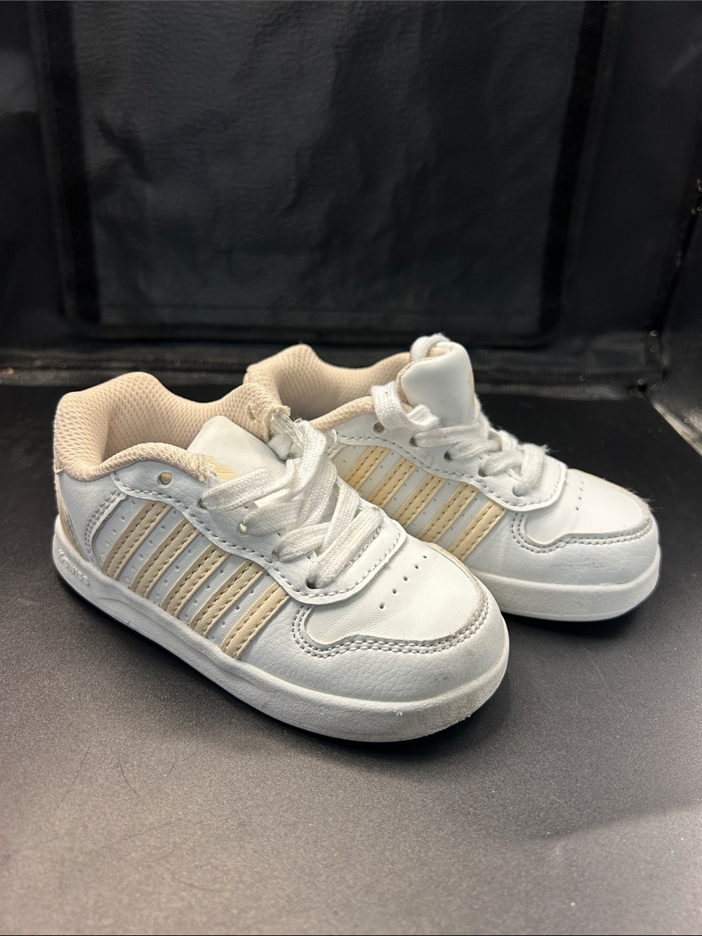 K-Swiss White and Cream Kids Lace-Up Sneakers